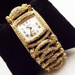 RHAPSODY ROYALE 17 JEWELS GOLDEN NUGGET *WORKS LIKE NEW* WOMAN 6.5" L. WATCH E